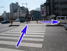 交差点を渡って右へ