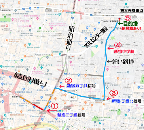 タクシー経路の地図
